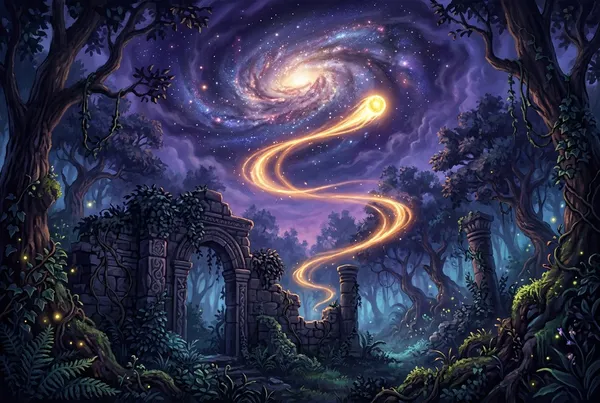 靈魂在星際宇宙中輪迴轉世的奇幻插畫