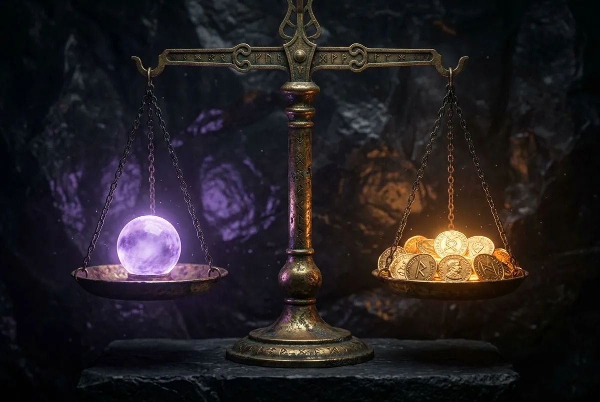 雙手捧著一顆發光的金色光球，光球中心有細碎光粒向外散射，背景是深靛藍的夜空與模糊的樹影，整體氣氛既神聖又踏實